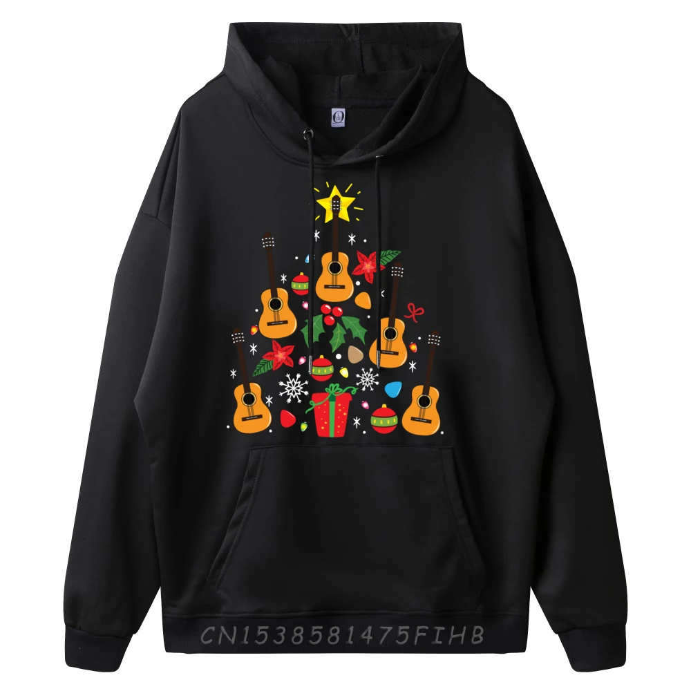 Guitar Christmas Ornament Tree Acoustic Funny Men Camisas Basicas Hombre Fall Graphic Pullover Hoodies Tops Hoodie Leisure