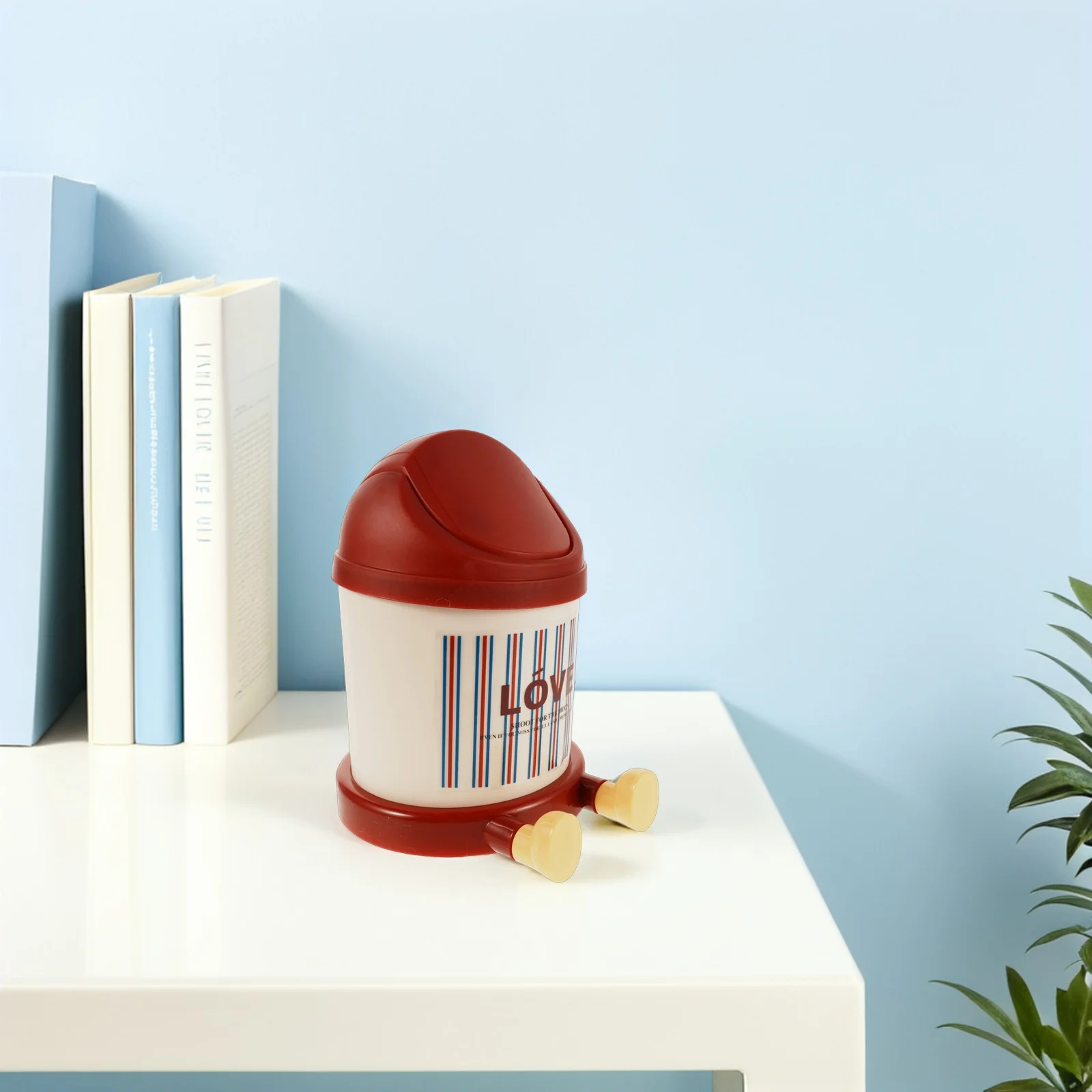 

Desktop Trash Can 7.66X5.5X5.5In Red Compact Mini Waste Bin For Office Study Small Plastic Garbage Can Portable Tabletop