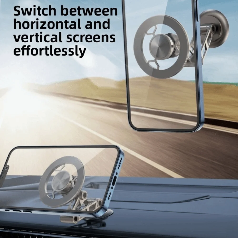 

360° Rotation Magnetic Car Phone Holder Folding Telescoping Navigation Bracket Anti-Shake Self-adhesive