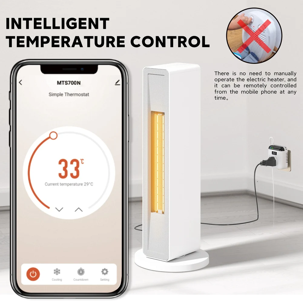 WiFi Inteligente Soquete Termostático Controlador de Temperatura, programável para SmartLife, Alexa, Google Assistente, Plug UE