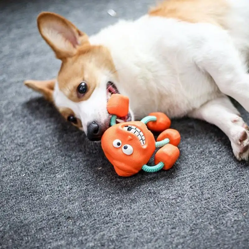 Rubber Squeaky Dog Toys Indestructible Bite-resistant Dog Chew Toy Squeaky Interactive Orange Super Chewer Dog Toys For Large