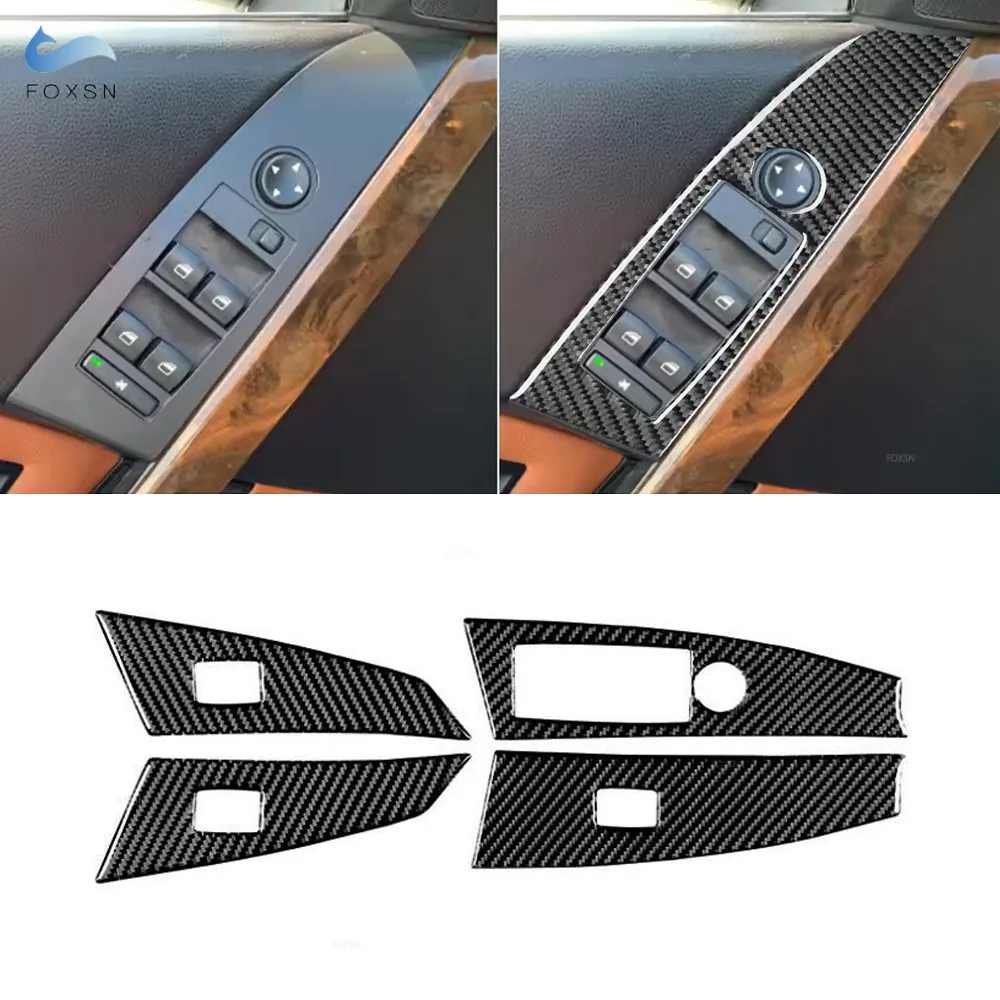

Piano Black / Carbon Fiber Car Interior Door Window Lift Switch Button Trim Cover For BMW 5 Series E60 2004 2005 2006 2007