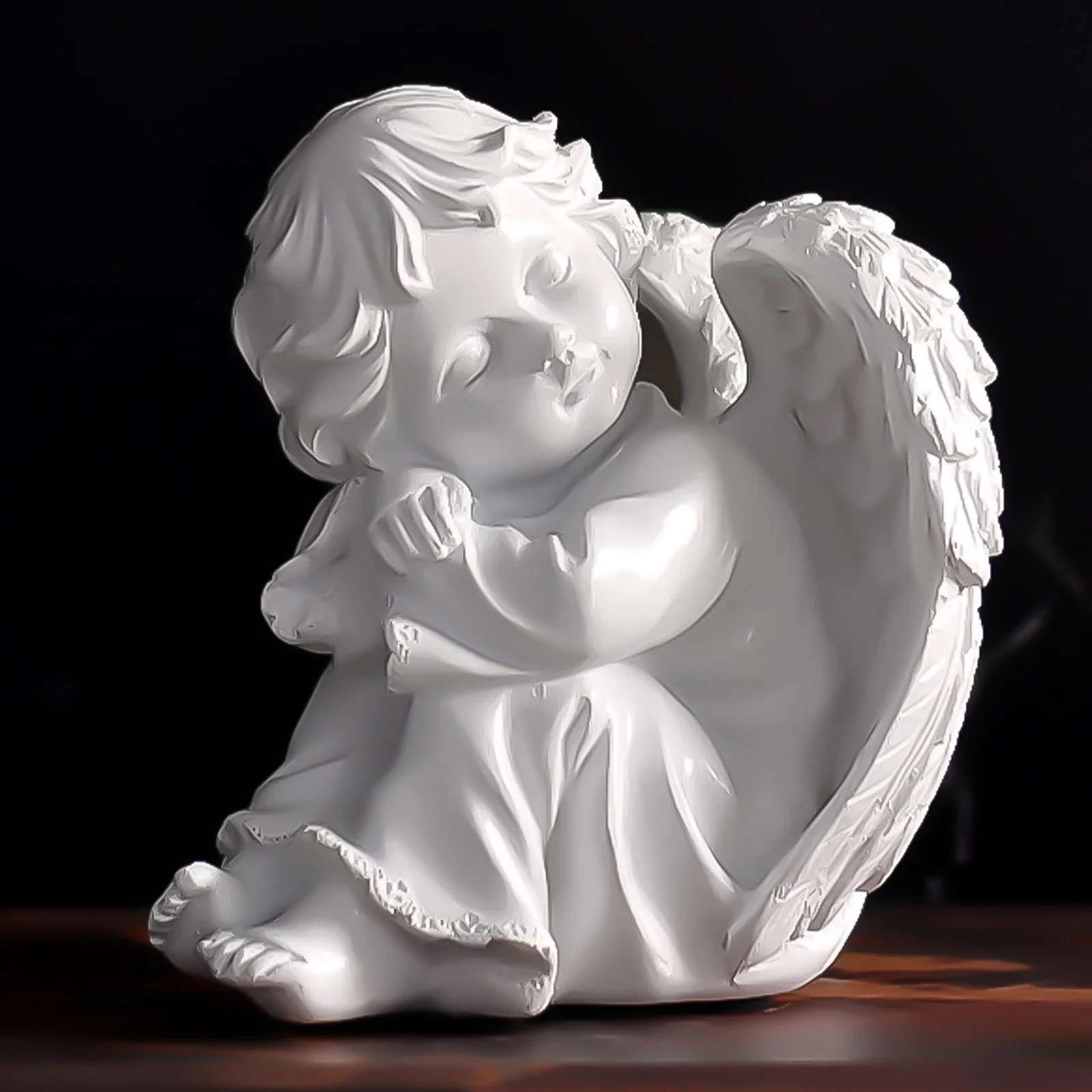 

Cute Resin Fairy Girl Angel Figurine Peaceful Prayer Sculpture Desktop Ornaments Flower Fairy Angel Model Home Decoration Craft