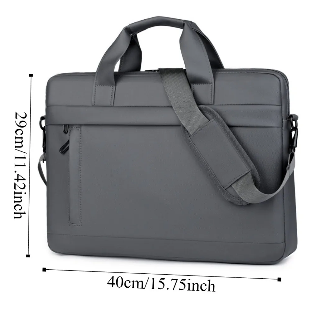 حقيبة كمبيوتر محمول للأعمال للرجال بحزام كتف مع مقبض حقائب كمبيوتر محمول محمولة بلون سادة حقيبة كتف للكمبيوتر المحمول مقاومة للماء #6