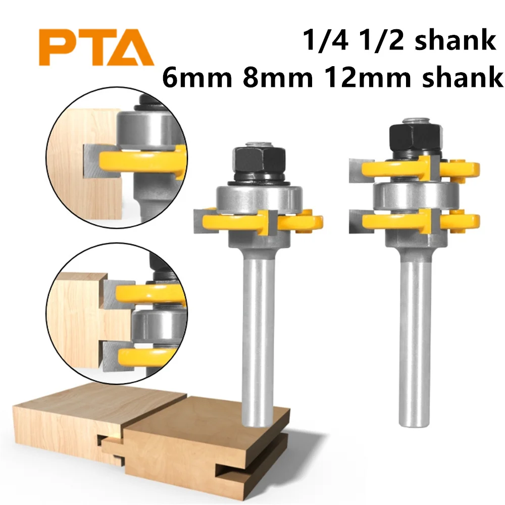 2PCS 6mm 6.35mm 8mm 12mm 12.7mm Shank 35MM T&G ASSEMBLY Cutter Router Bit Woodworking Milling Cutter For Wood Face Mill