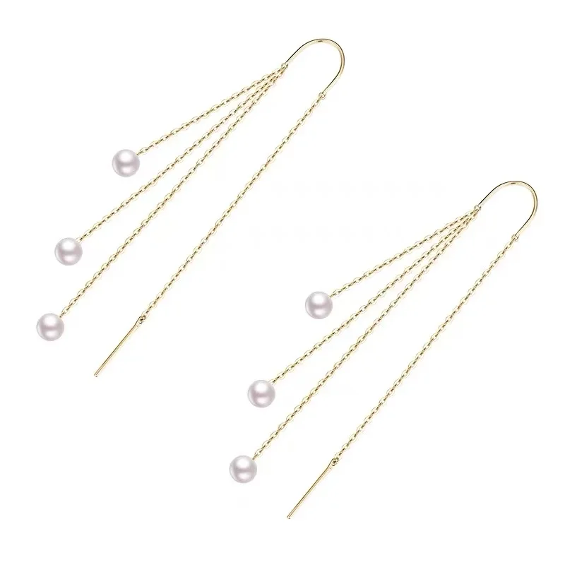 High end Long Tassel Pearl Earrings 2024 Design Gold Color Eardrop For Womens and Girls New Western Style Jewelry accessories