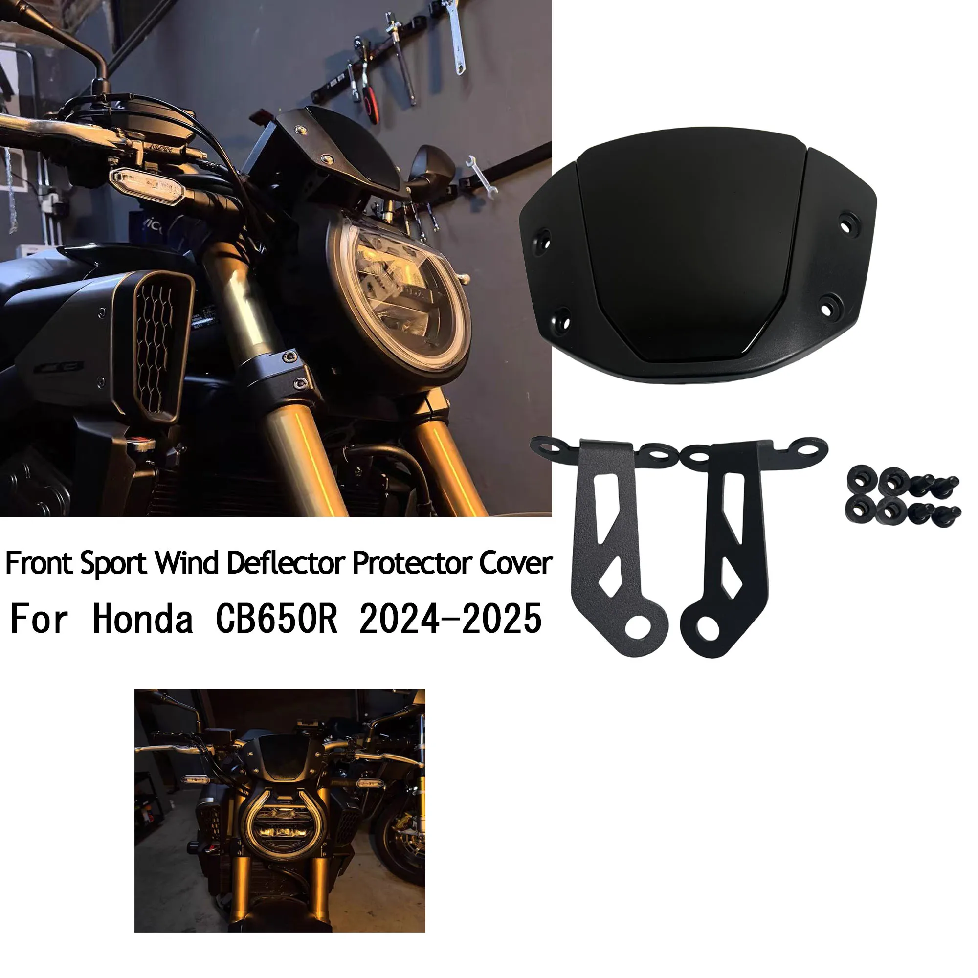 Für Honda CB650R 2024-2025 Motorrad Windschutzscheibe Sport Windschutzscheibe Windabweiser Visier Bildschirm Halterung