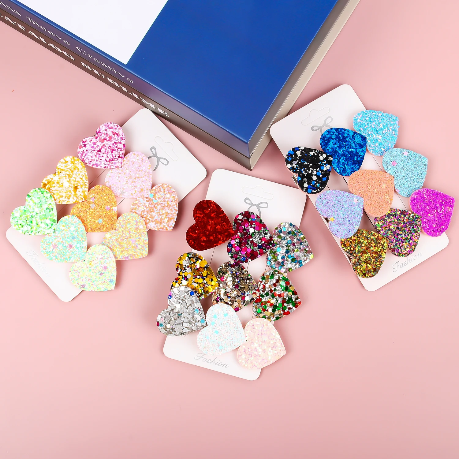 3PCS Colorful Star Hair Clips Women Grils Cute Glitter Heart Hairpin Barrettes Hair Clip Headwear Children Kids Hair Accessories