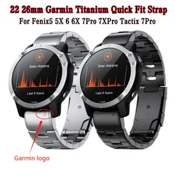 22mm 26mm Garmin Quick Release Titanium Watch Band Bracelet For Fenix 7XPro 7Pro/ 6X Pro / 5 Plus/ Instinct 2X Strap Tactix Belt