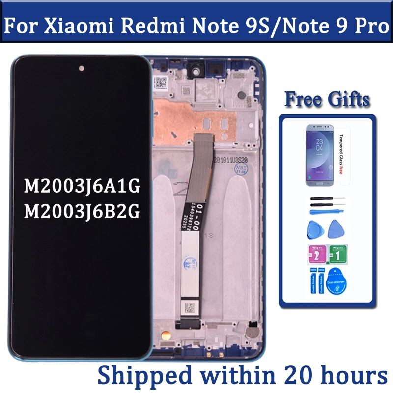 

LCD For Xiaomi Redmi Note 9 Pro LCD Display Touch Digitizer Screen For Redmi Note 9S M2003J6A1G LCD Screen Replacement