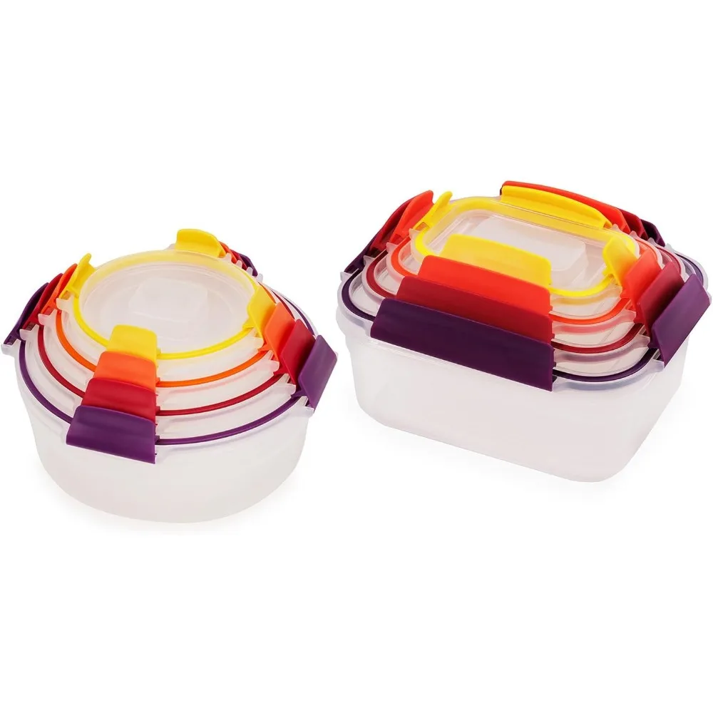 

16-Piece BPA-Free Nesting Food Storage Container Set with Lockable Airtight Lids - Multicolor