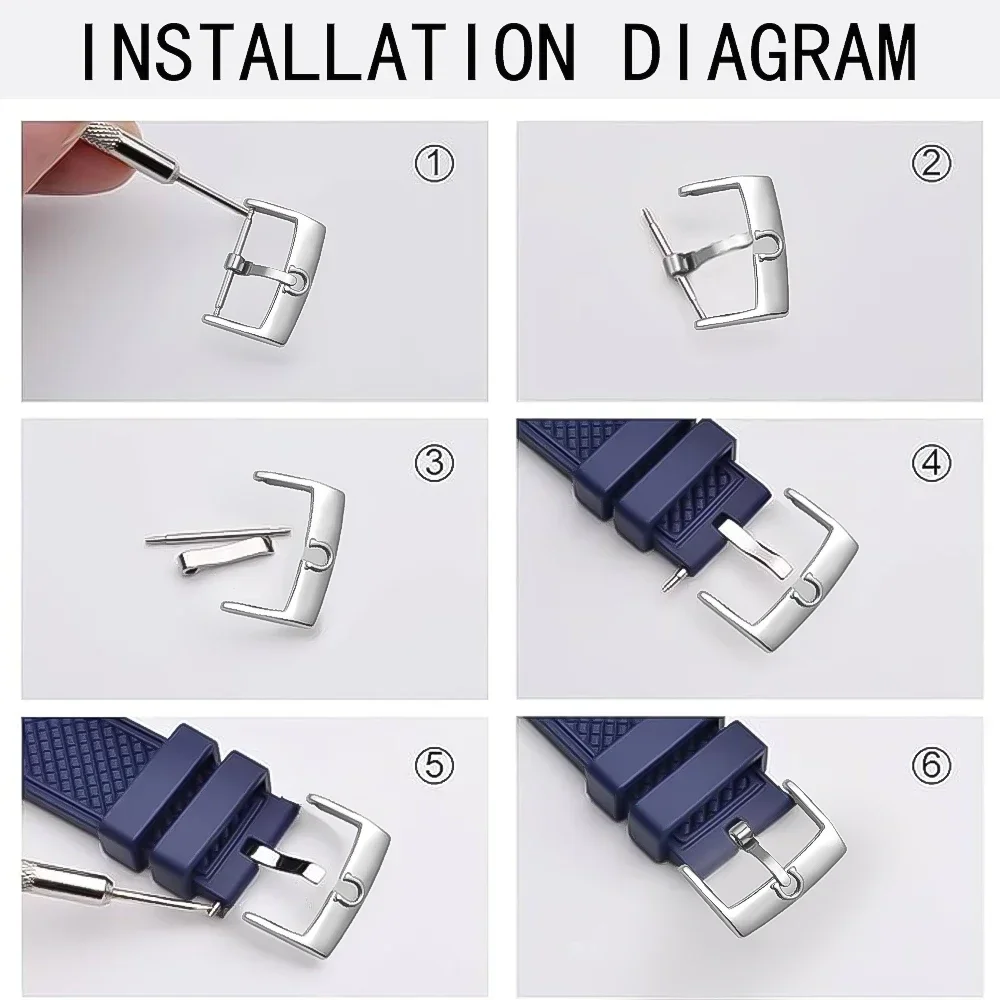 12mm-20mm Stainless Steel Watch Buckle Watch Clasp Accessories Replacement Buckle for Leather Watch Strap Universal with Tool