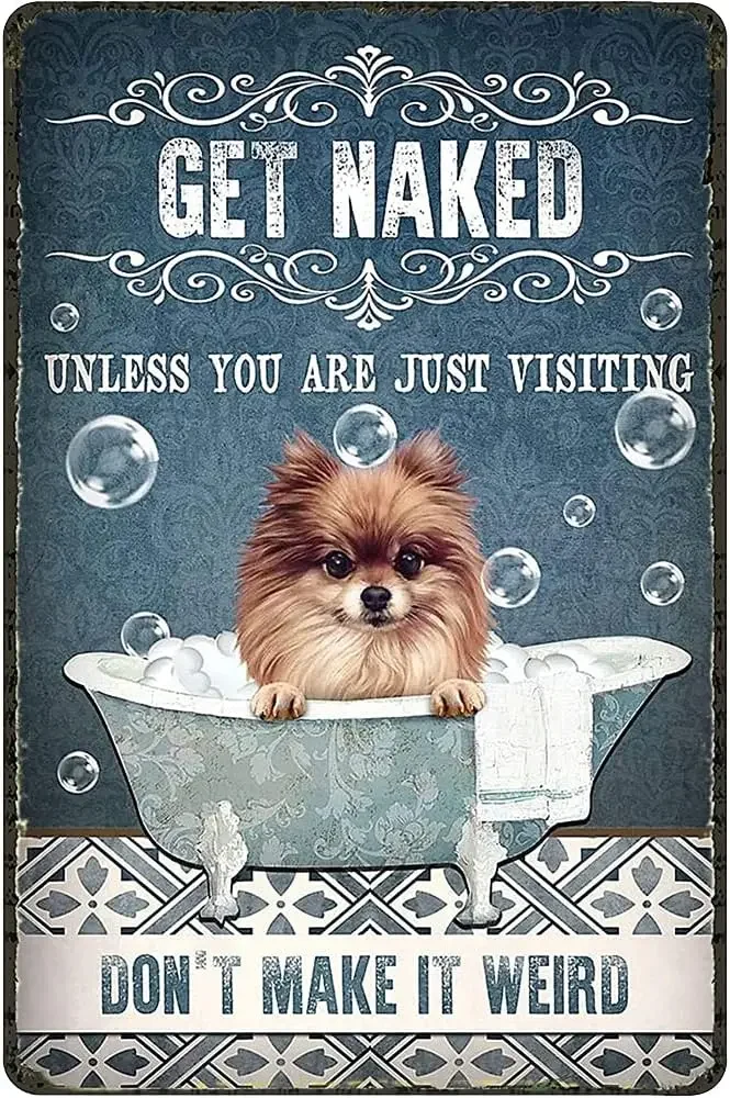 Pomeranian Dog Get Naked Don't Make It Weird Funny Dog Decor Dog Lovers Gift Animal Wall Art Funny Bathroom Decor Toilet