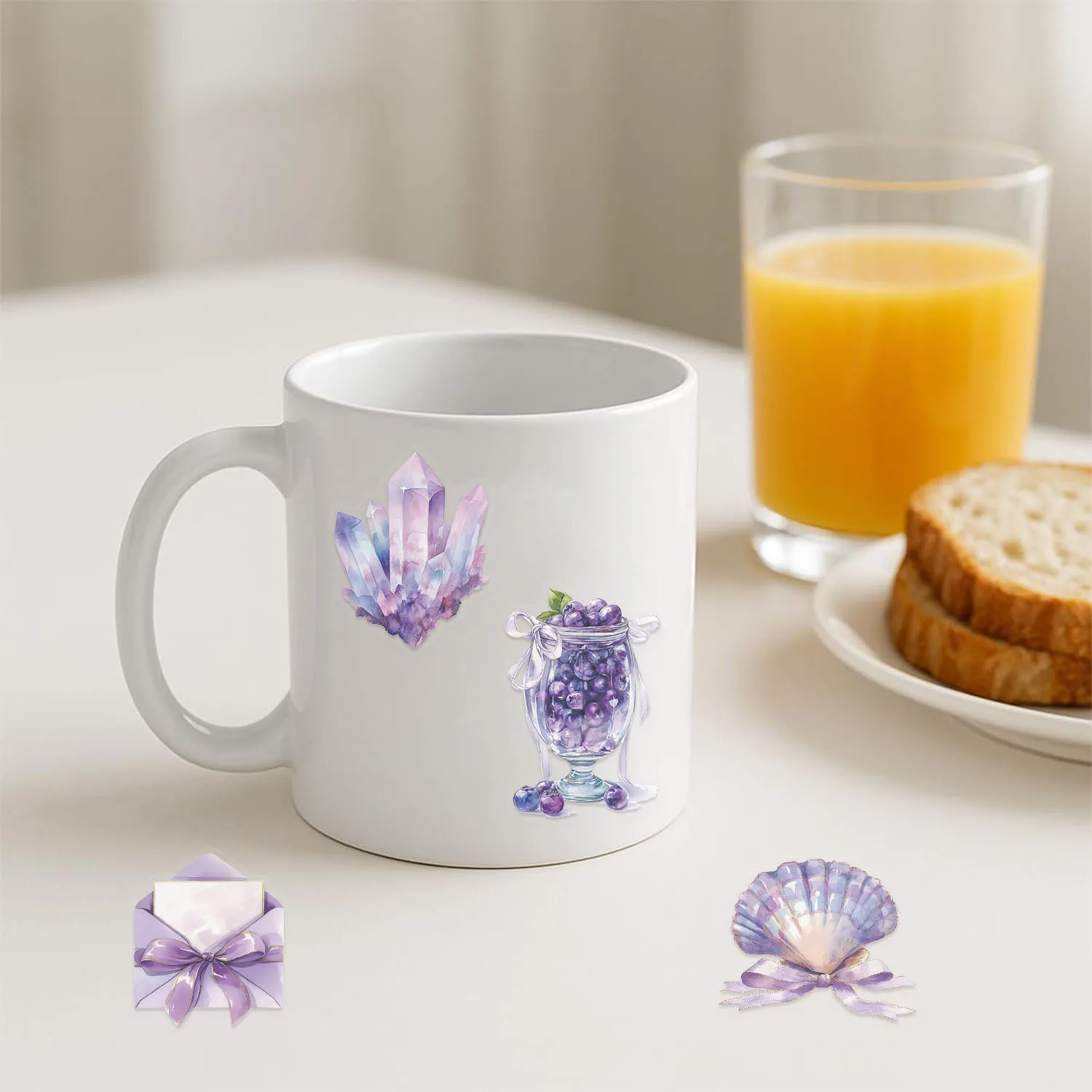 50/100 STKS Leuke Cartoon Paarse Droom Waterdichte Transparante PET Stickers Decor voor Notebook Briefpapier Helm Skateboard