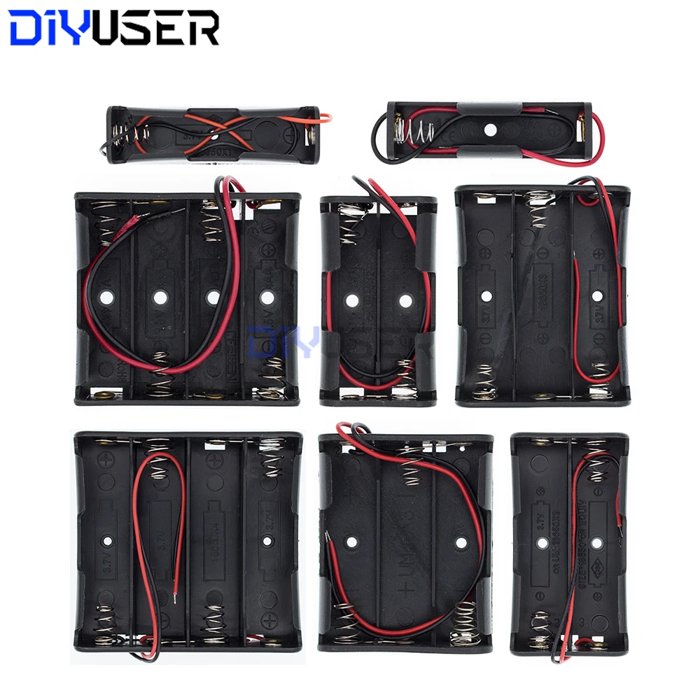 AA 18650 Battery Holder Case with Wire Lead, 3V 12V Plastic Battery Box, 3.7V 1.5V Clip for USB Drive Projects and DIY
