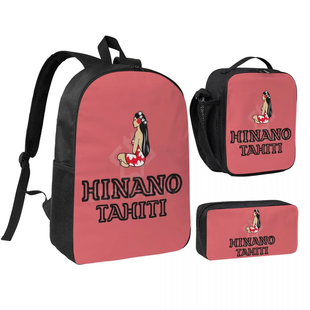 

Hinano Tahiti Backpack Student Boys Girls BookBag School Bag Computer Shoulder Bags 3ps Insulated Lunch Bag Pencil Case