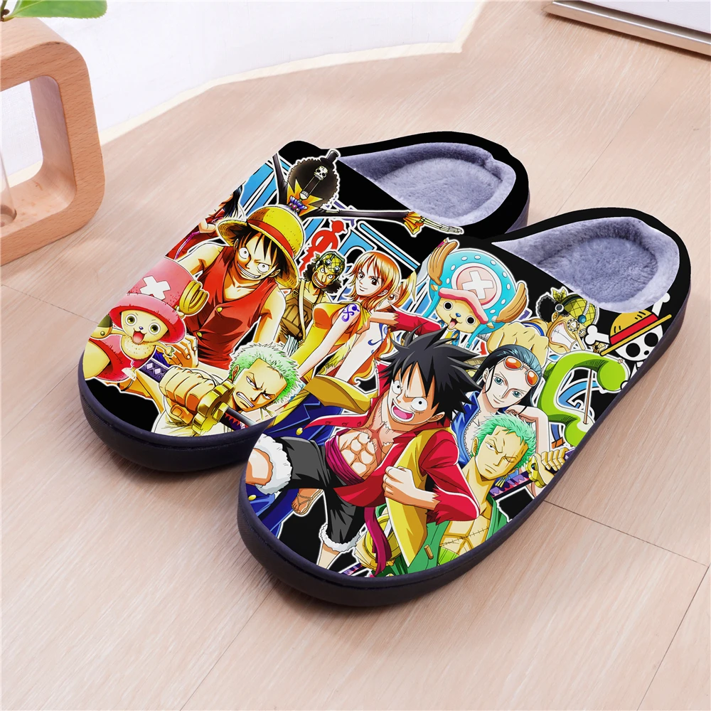 Winter Warm Slippers ONE PIECE Luffy Roronoa Zoro Chopper Nami Cosplay Cute Cartoon Shoes For Men Women Boy Girl Unisex Gift