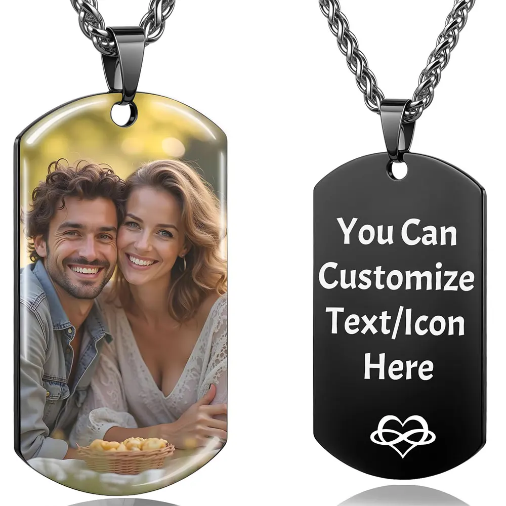 

Picture Necklace Personalized Photo, Personalized Necklaces for Women Men Customized Engraved Necklace with Photo Text