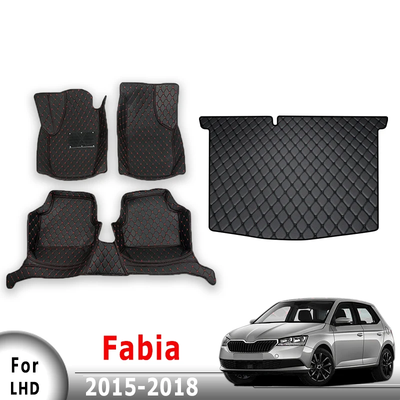 

Автомобильные коврики, коврики в багажник для Skoda Fabia 2015 2016 2017 2018, товары, аксессуары для салона автомобиля, подушечки для ног, водонепроницаемые педали