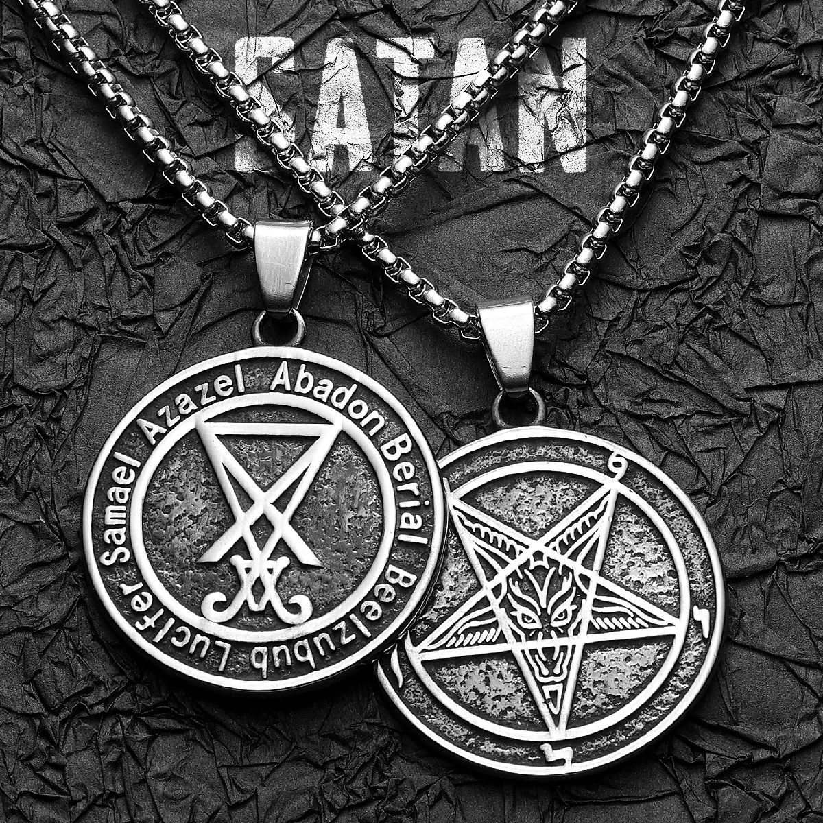 Hell Demon Satan Lucifer Stainless Steel Men Necklaces Pendant Chain Powerful Amulet Vintage For Women Jewelry Gifts Wholesale