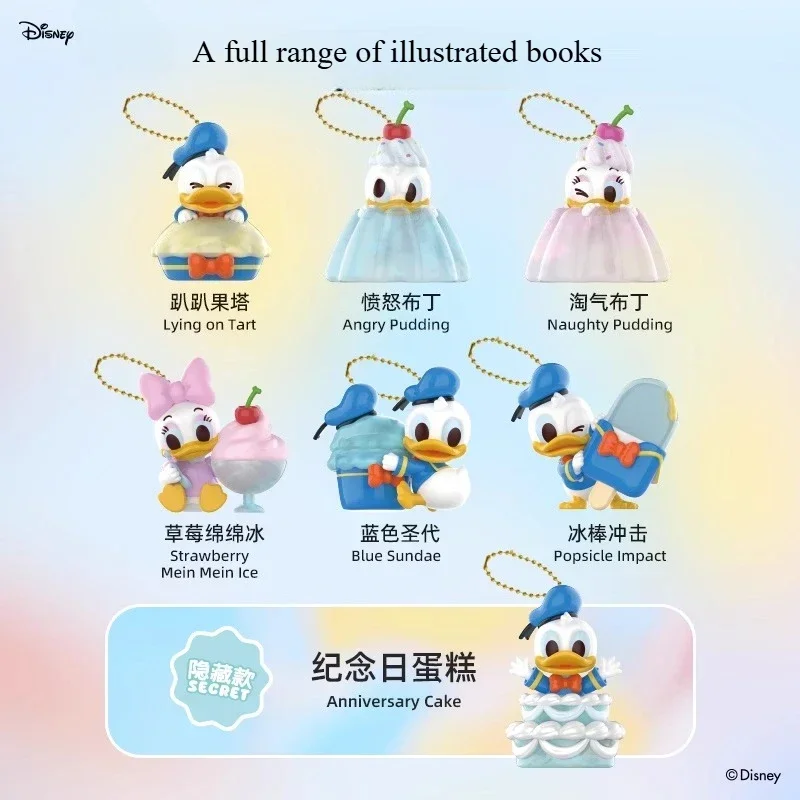 Nieuwe Disney Donald Duck Ice Sparkle Series Blind Box fuzzy sleutelhanger Leuke sleutelhanger voor meisjes, verzamelfiguur charme cadeau