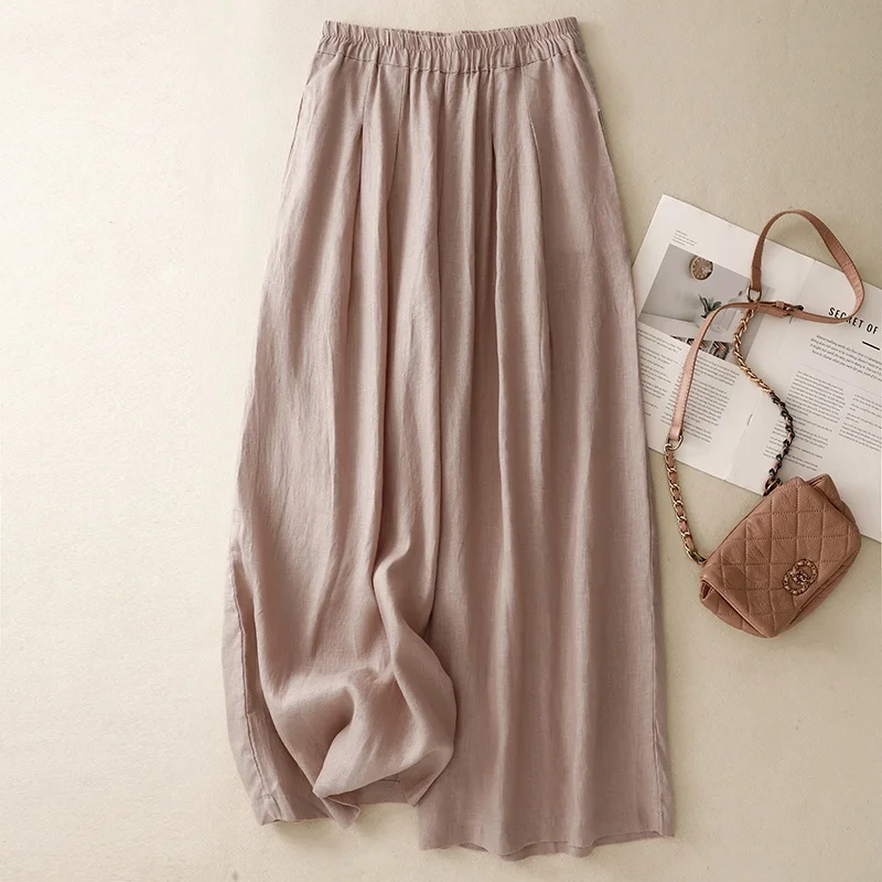 Pantalones de pierna ancha adelgazantes, pantalones largos informales sueltos y finos para mujer, pantalones de corte recto de fibra de bambú para ocio de verano