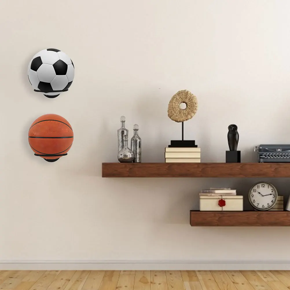 

2Pcs Football Storage Stand Heavy Duty Wall Mount Basketball Holder Rust-Proof Balls Rack for Home Office Gym Shop Decoration