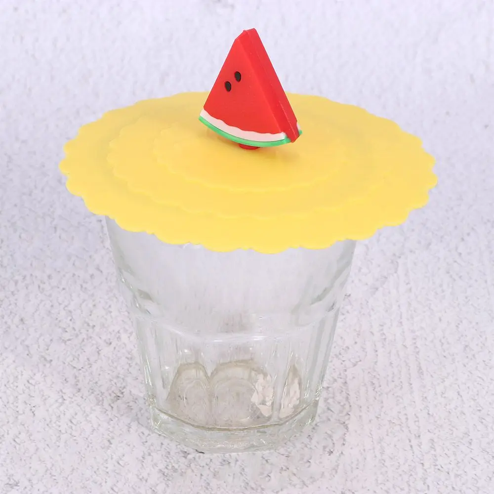 Lovely Magical Airtight Sealed Silicone Fruit Glass Cup Cover Coffee Mug Lid Suction Leakproof