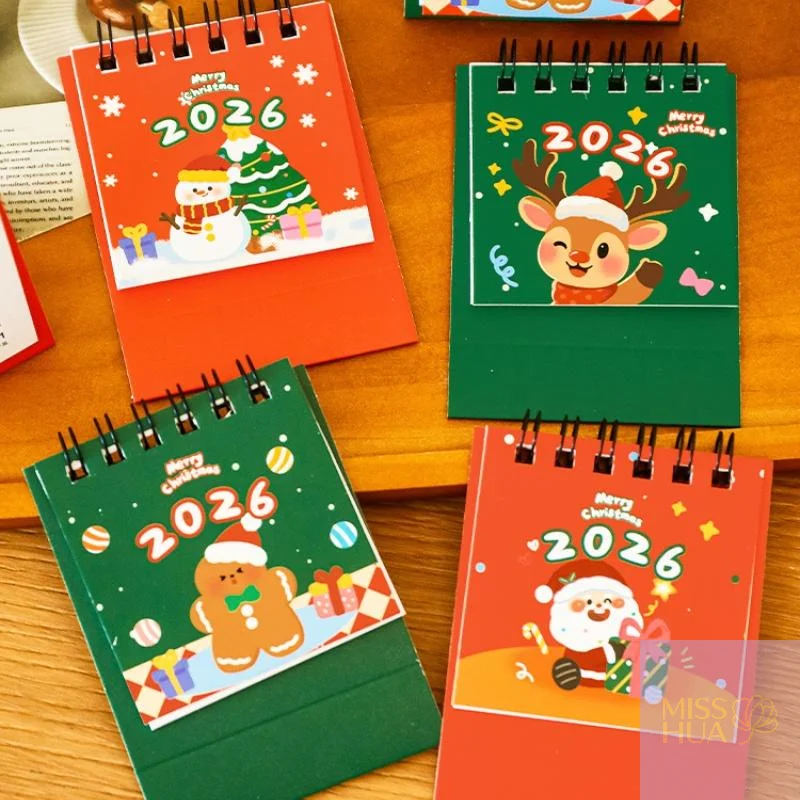 ของขวัญคริสต์มาสสุดน่ารัก: ปฏิทินตั้งโต๊ะการ์ตูนมินิ 2026; ใช้งานได้จริงแต่ยังตกแต่งโต๊ะทำงานได้ดี