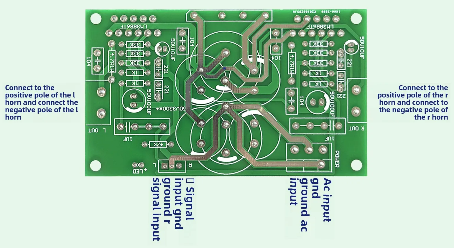 Carte amplificateur stéréo double canal LM3886TF haute fidélité avec rectification et filtrage