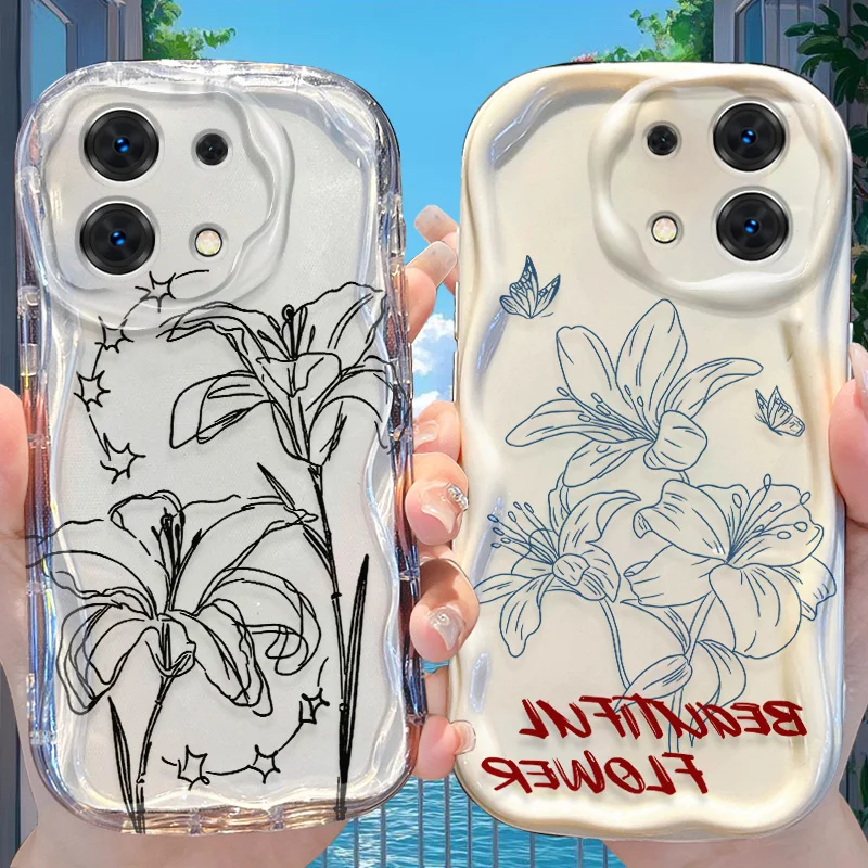

Beautiful Flower Line Art Lily Case for Xiaomi Redmi Note 14 13 12 11 10 Pro Plus 5G 9 14C 13C 4G 12C 10C 10S A2 A1 Soft Cover