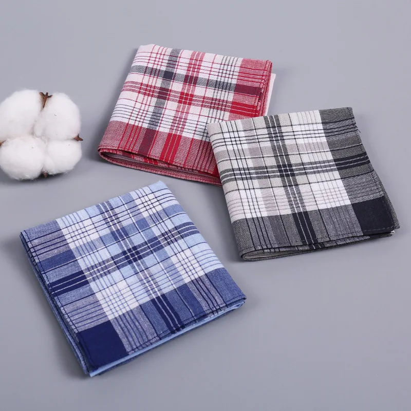 5 pz 38*38cm casuale quadrato Plaid Stripe fazzoletti classico uomo anziano fazzoletto tasca asciugamano di cotone confortevole panno per il viso