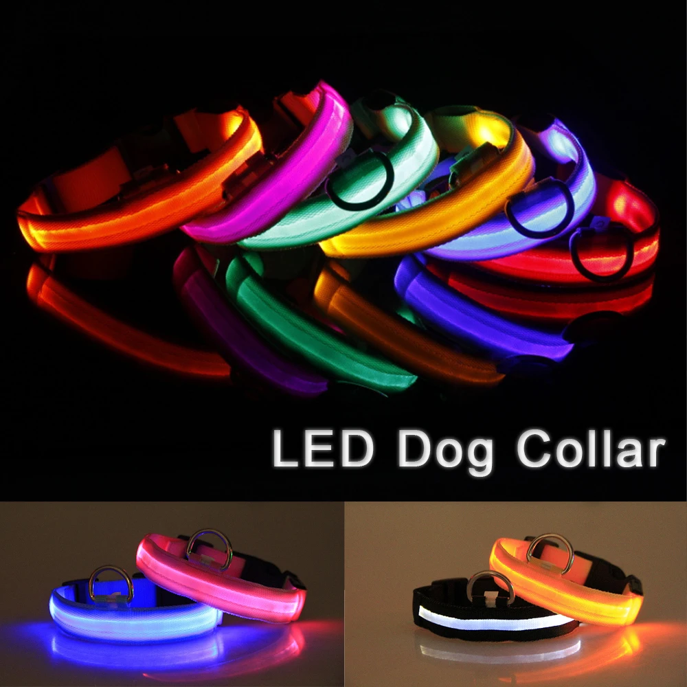 LED Dog Collars Light USB Rechargeable Adjustable Flashing Luminous Collar Night Anti-Lost For Dogs Night Safety Glowing Collar