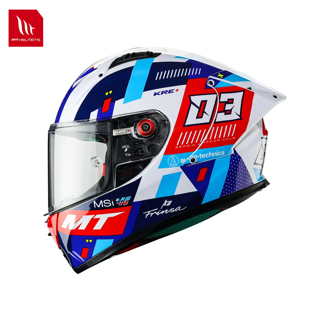Motorcycle Racing Moto Gp Mt Helmet Fim Spain Full Face Kre+ Single Visor Dual D-Ring Buckle Professional