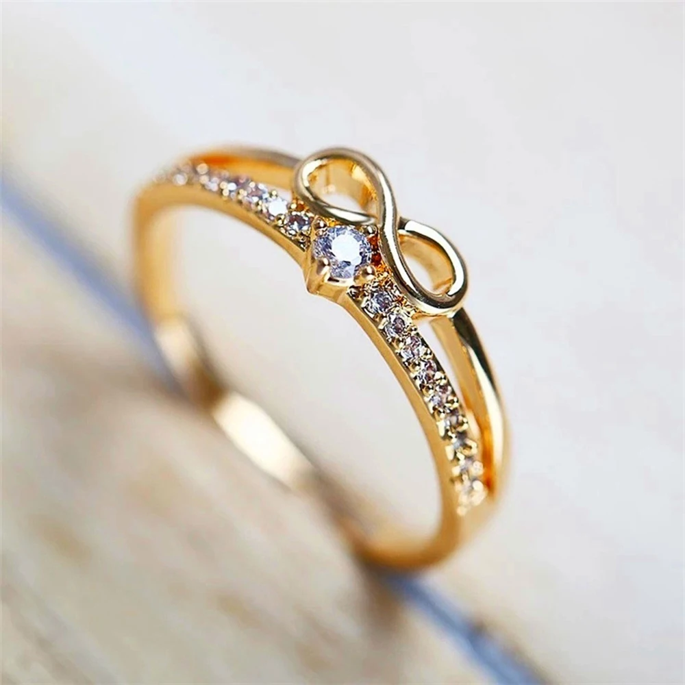 Women's Chic Bow Shape Infinity Ring, Cubic Zirconia