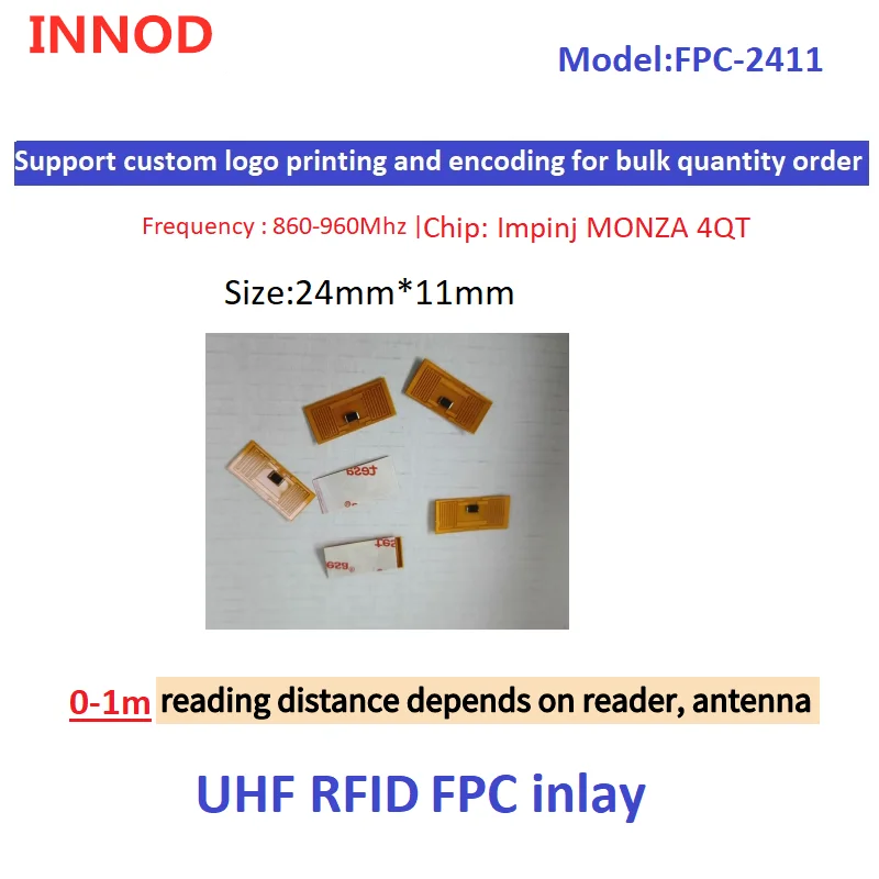 Long Range ISO18000-6C RFID FPC Inlay UHF Tire Tag High Temperature Resistant For RFID Tire Transportation Car Tracking