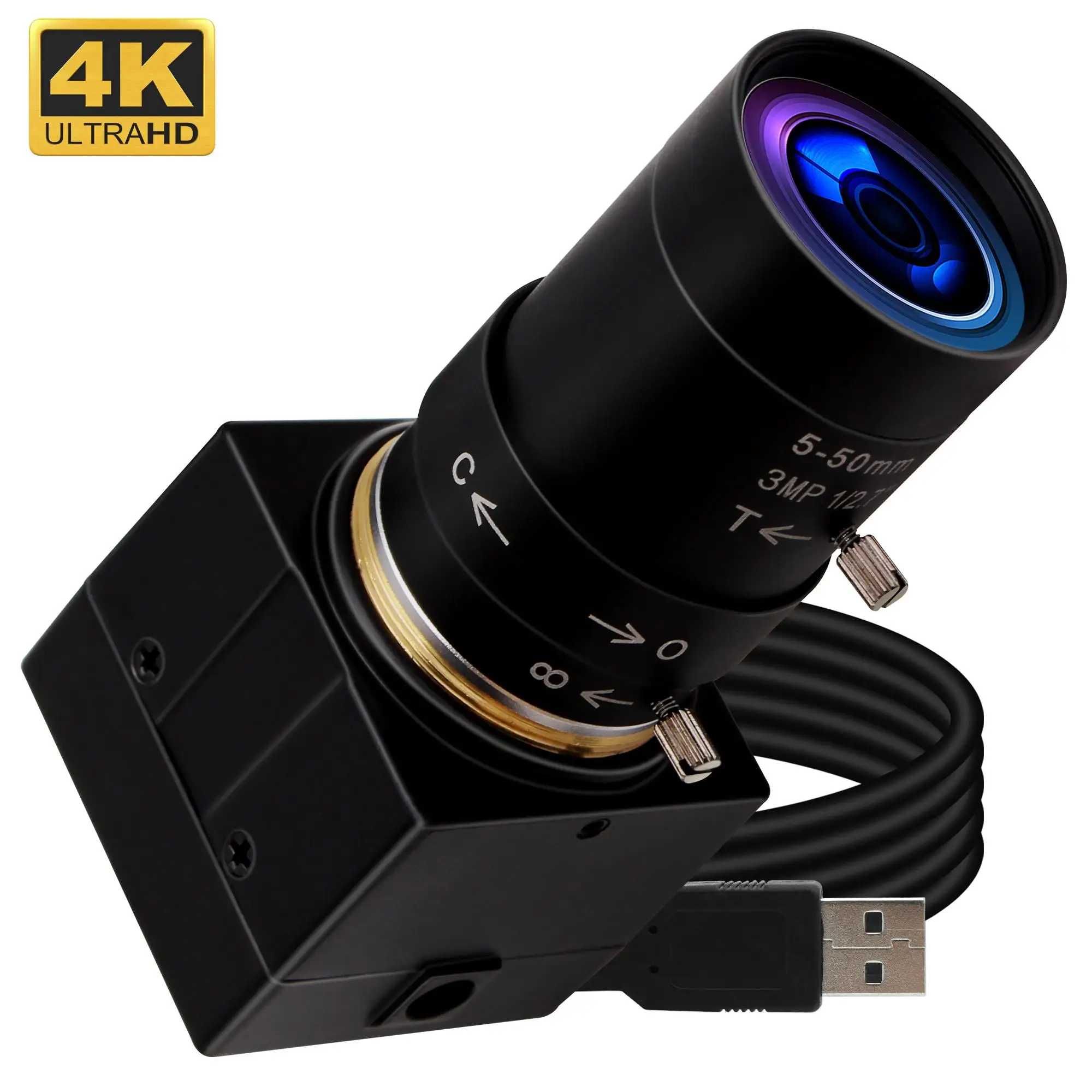 ELP 4K USB Camera Ultra HD 3840x2160 MJPEG 30fps IMX415 CCTV Varifocal Lens USB Video Cam Webcam Camera for PC Computer Latop