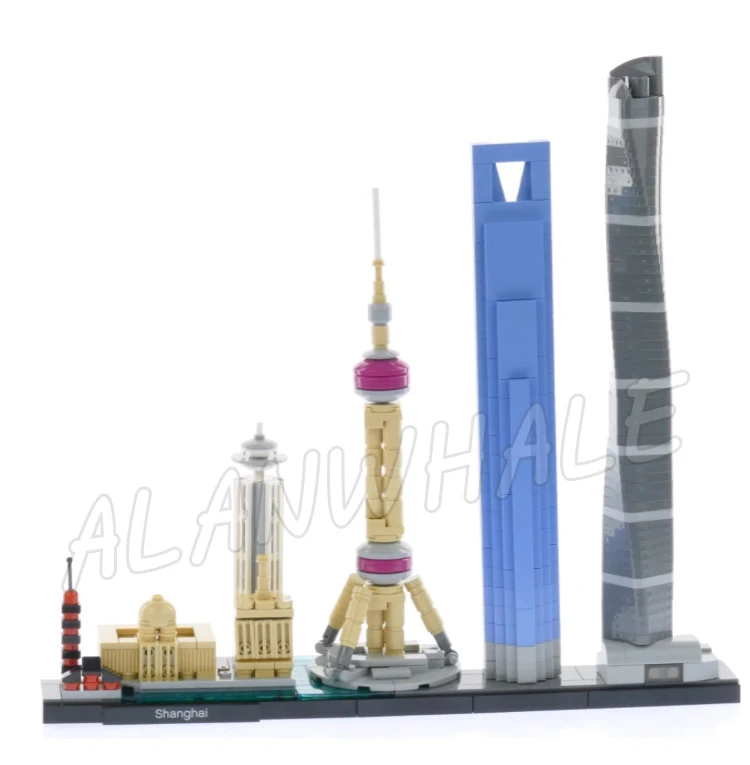 669pcs Architecture Skyline Modern Shanghai Oriental Pearl Tower Bund Area 17009 Building Blocks toys Compatible With Model