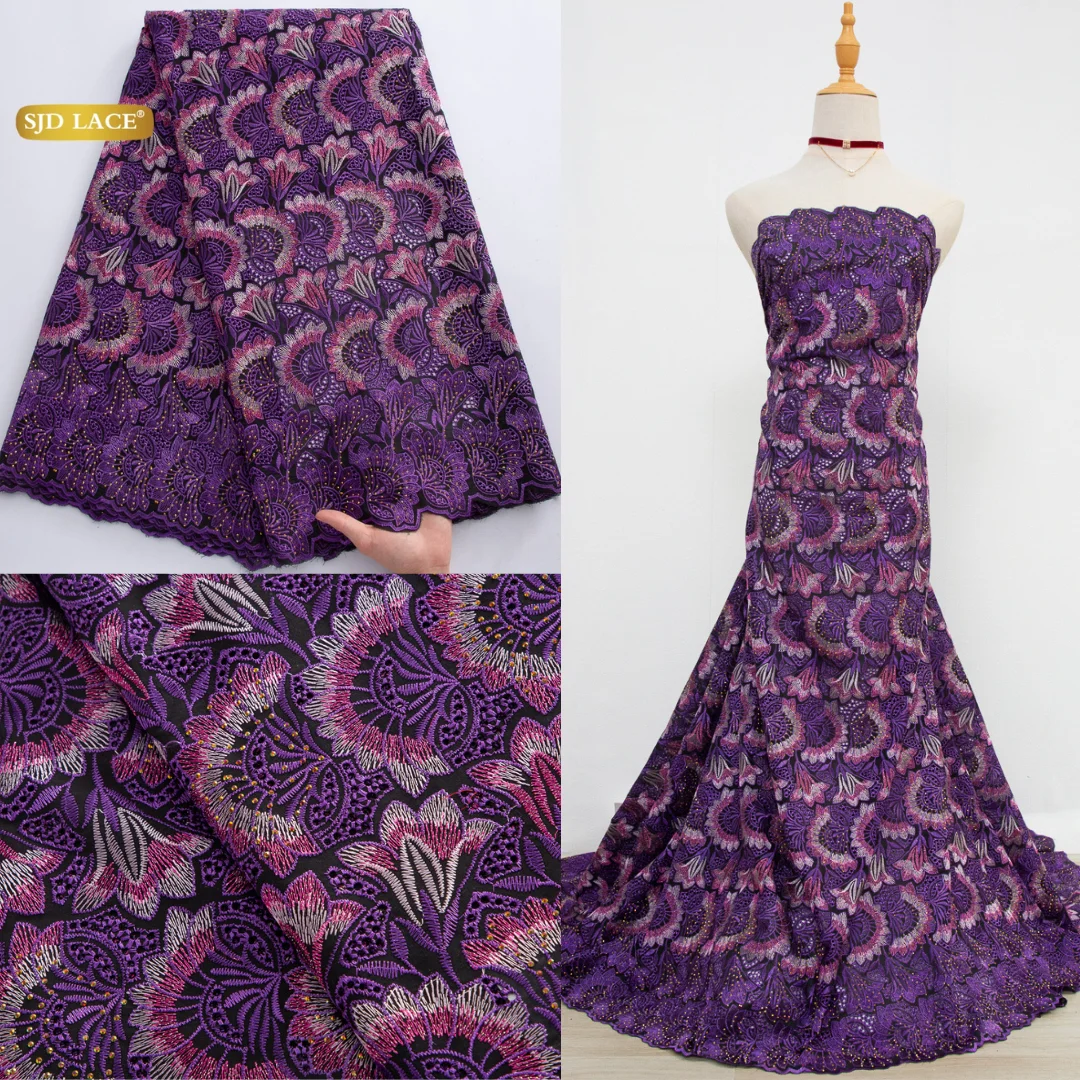 

Кружево SJD LACE Swiss Voile 2026: высококачественная африканская нигерийская хлопковая кружевная ткань с бисером для элегантных вечерних и свадебных платьев 4793
