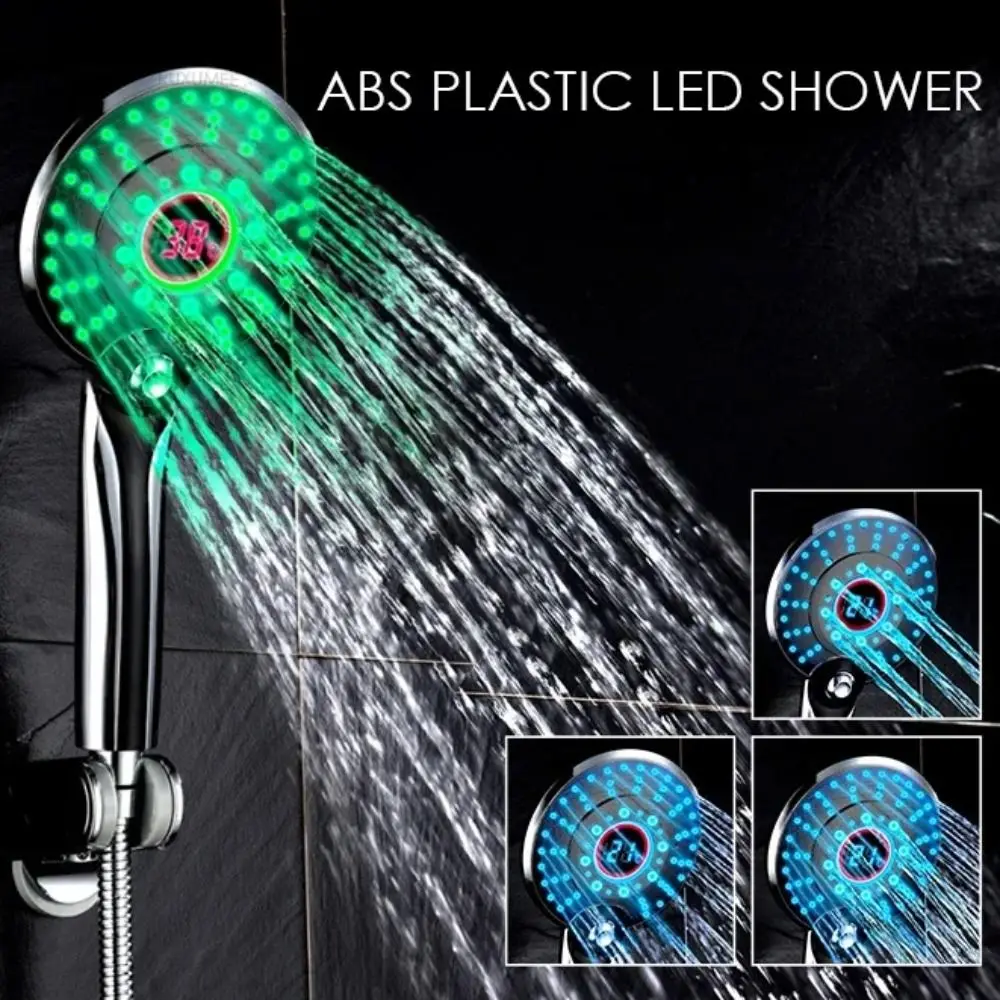 

Temperature Sensor Colorful LED Shower Head Handheld Battery Free 3 Colors Led Faucet Easy To Install