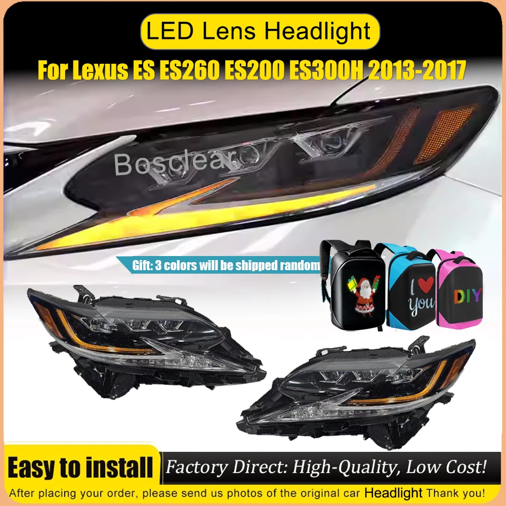 

2PCS Head Lamp for Lexus ES300 LED Headlight 2013-2017 Headlights ES200 ES250 DRL Turn Signal High Beam Angel Eye Projector Lens