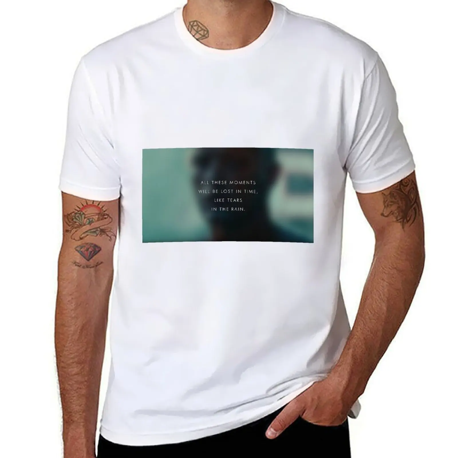 

;Tears in the rain poster T-Shirt man t shirt summer g man t shirts for men T-Shirt