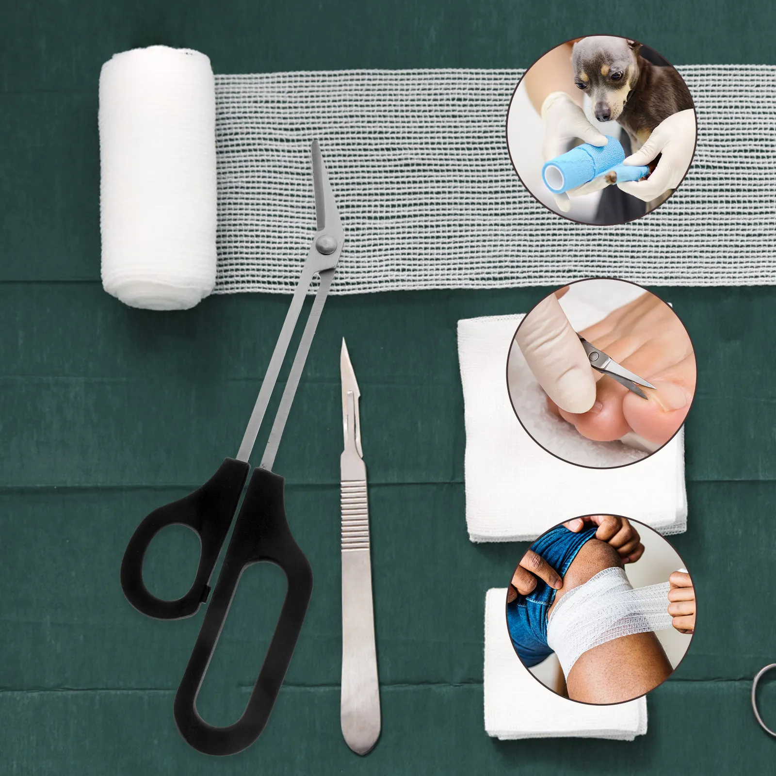 

2Pcs Stainless Steel Scissors Plastic Handle Angled Gauze Shears Comfortable Grip Anti-Rust First Aid Use