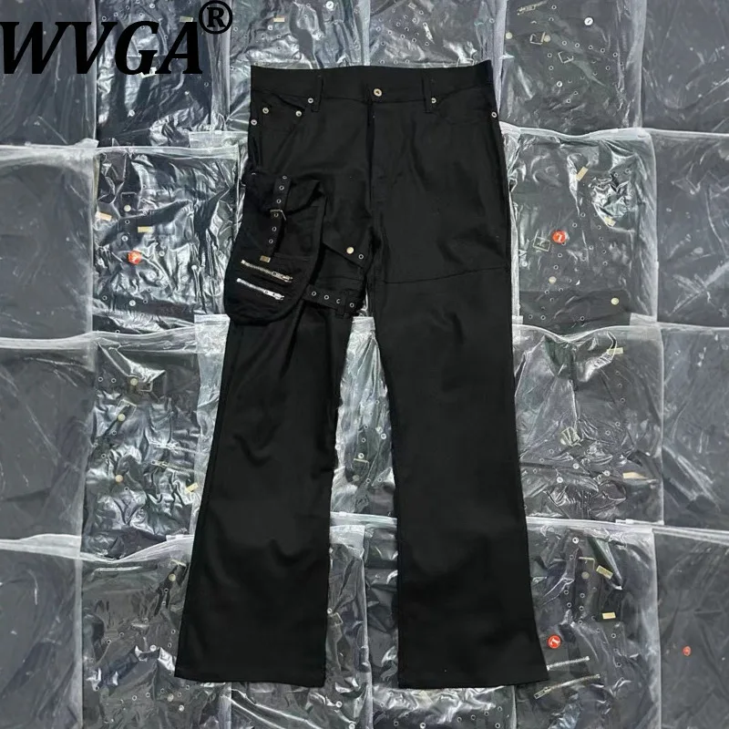 

WVGA Spring Summer New Man Tide High Street Strap Zipper Pockets Trendy Design Niche Chic Casual Straight Cargo Pants Ins W12699