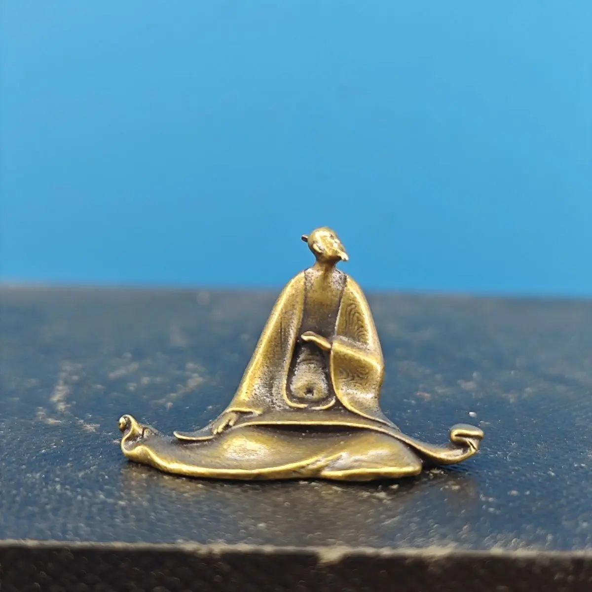Brass Premium Figurine Small Ornament - Boya Playing the Zither, Odd-shaped Stone Retro Creative Miniature Landscape Decorative