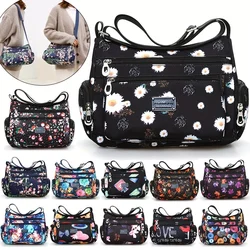 Color Flower Pattern Crossbody Bag, Casual Nylon Messenger Bag, Versatile Shoulder Bag For Women