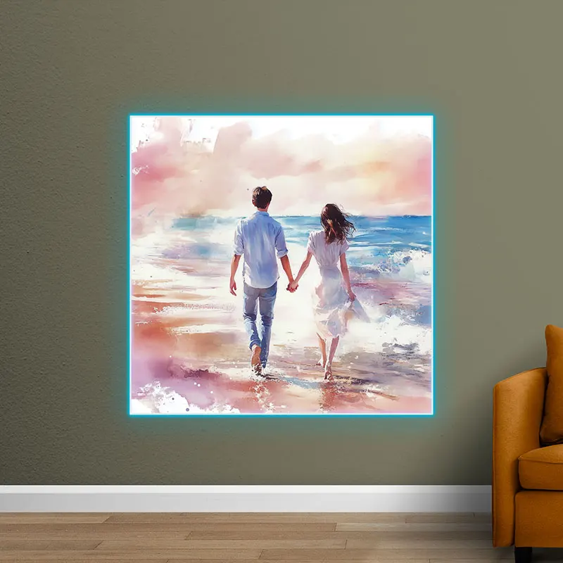 Lovers Walking On The Beach Acrylic Custom Neon Sign, Personalized LED Neon Sign Light, Perfect Gift Neon Light For Her / Him