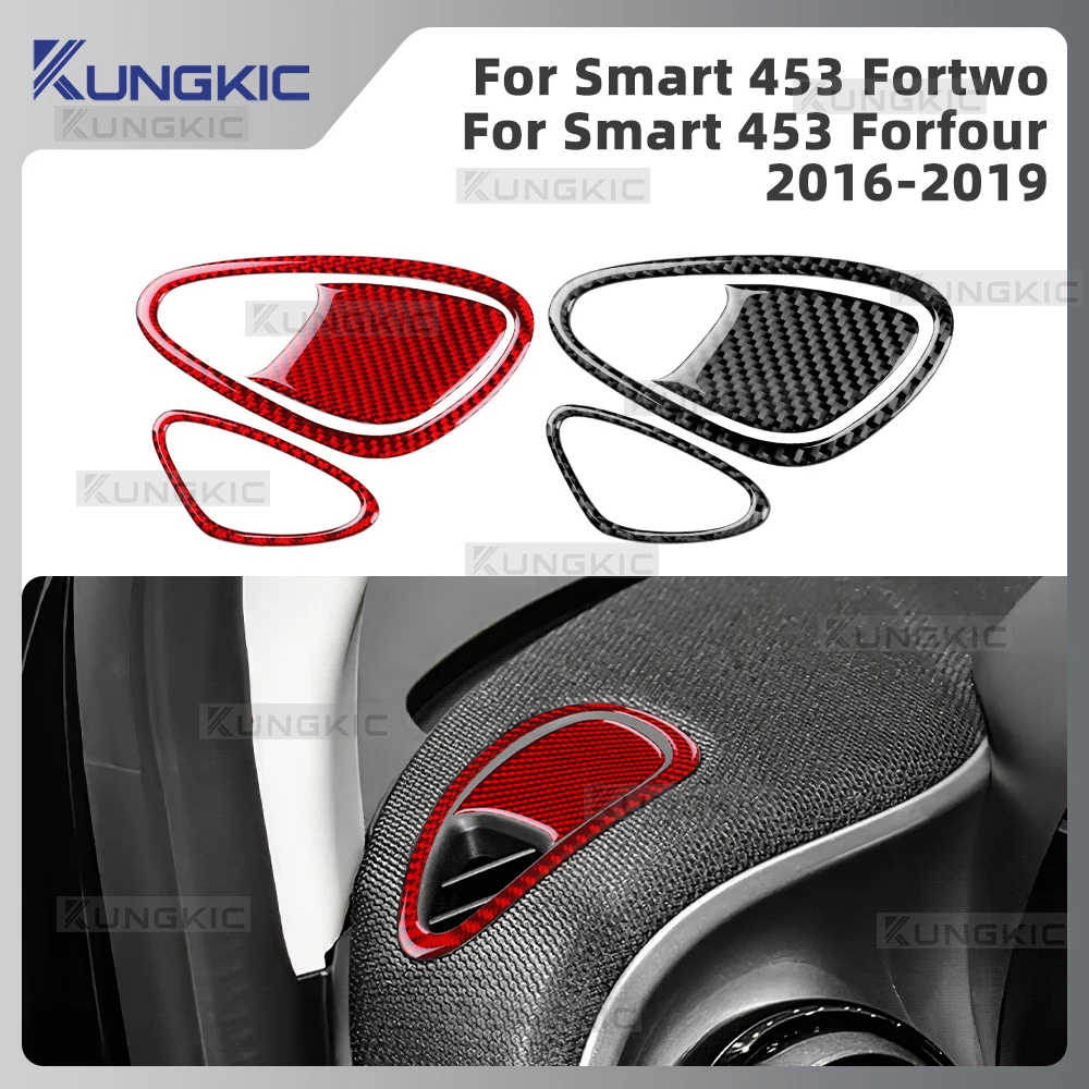 

Наклейки на боковые воздухозаборники приборной панели автомобиля Mercedes Benz Smart 453 Fortwo Forfour 2016 2017 2018 2019 из настоящего мягкого углеродного волокна