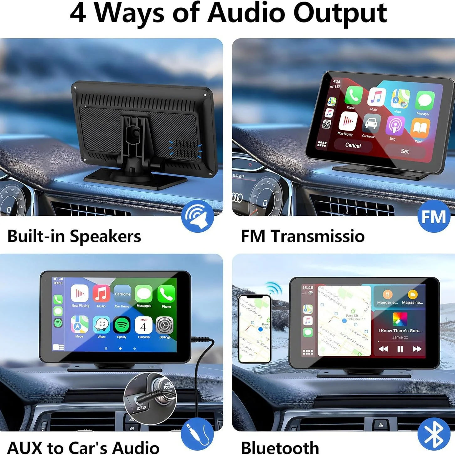 Touch screen DVR Dash Cam da 7 pollici 4K per car audio Alpine Carplay Android Auto CarPlay Monitor su Dash Carplay Scree