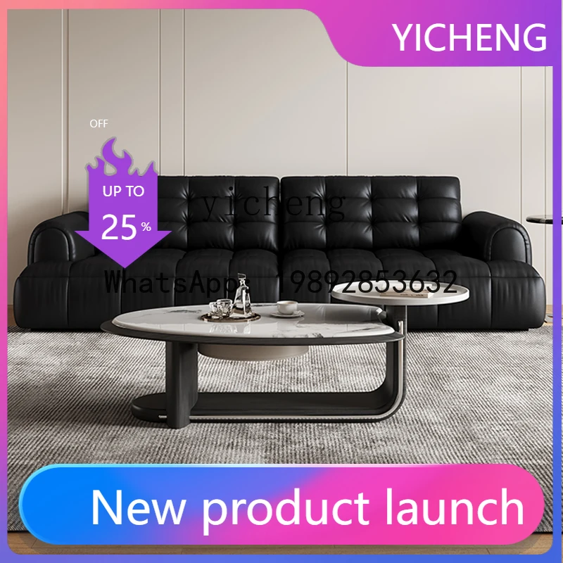 

LYY living room home rock slab coffee table combination light luxury modern minimalist high sense oval tea table combination